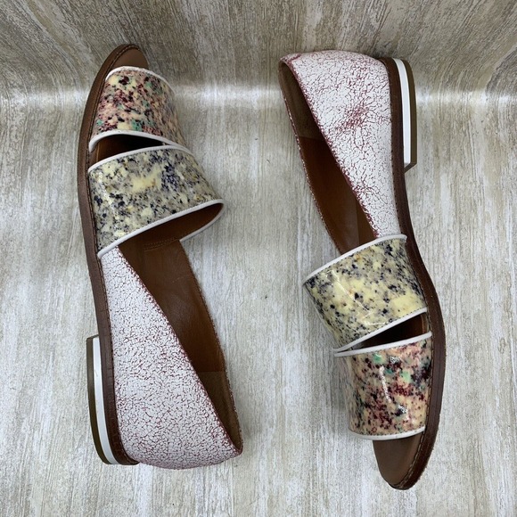 Rebecca Minkoff Sadie Slip on Open Toe Marble Flat‎ Shoes Womens 9M - Picture 6 of 9